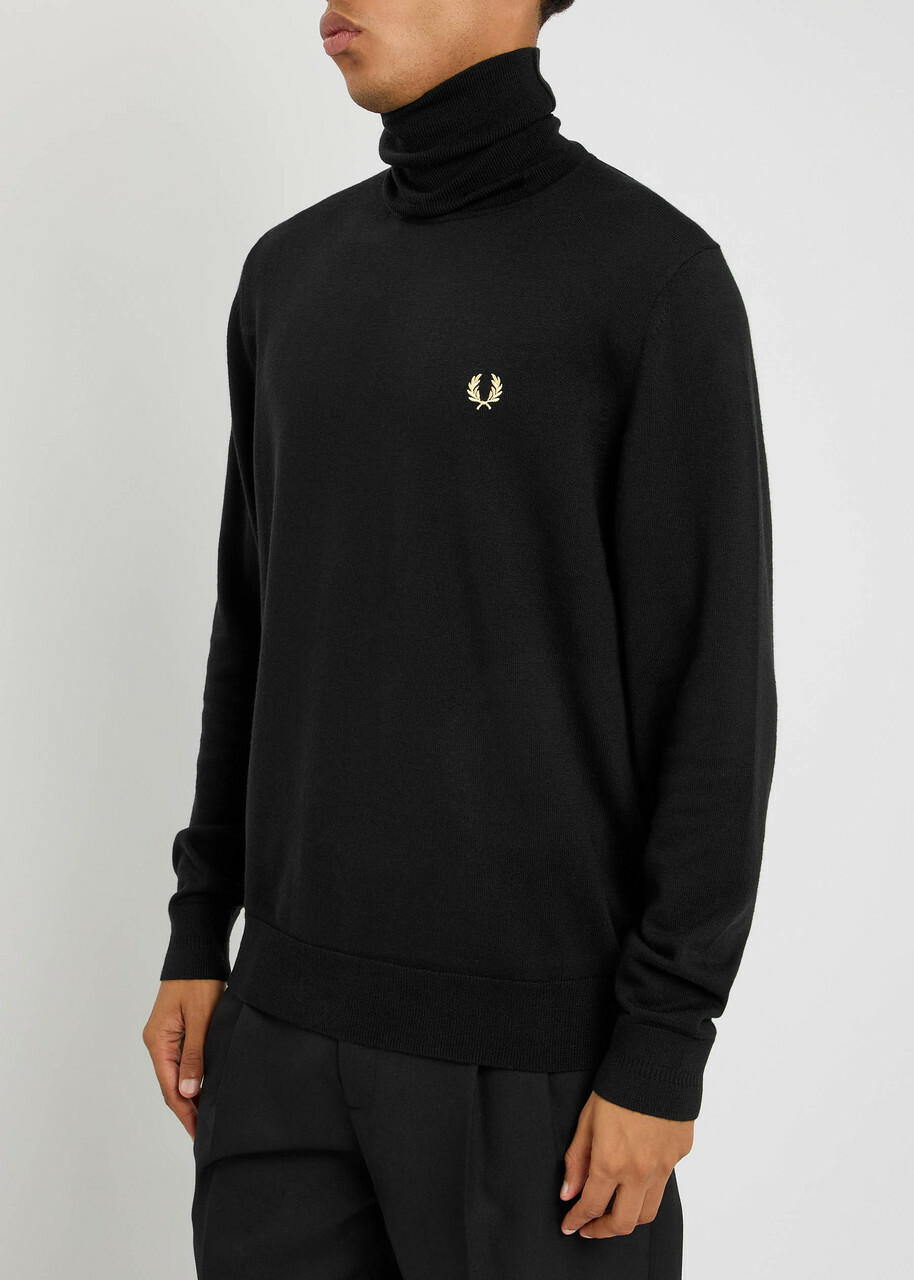Fred Perry Logo-embroidered Wool-blend Jumper Black