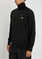 Fred Perry Logo-embroidered Wool-blend Jumper Black