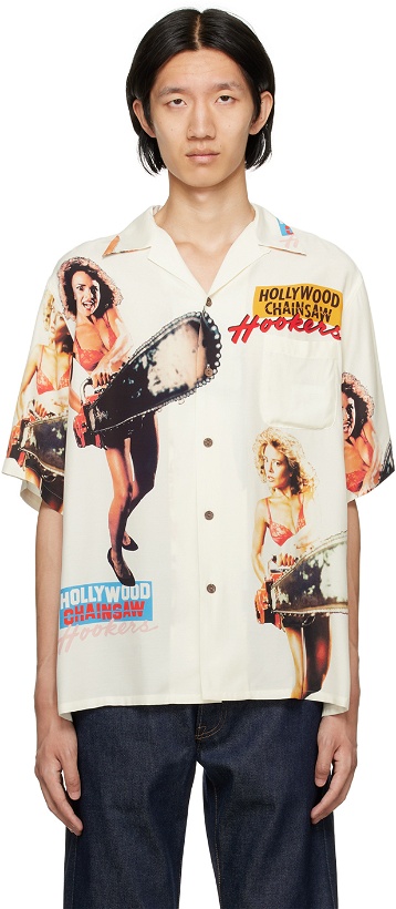 Photo: WACKO MARIA White 'Hollywood Chainsaw Hookers' Shirt