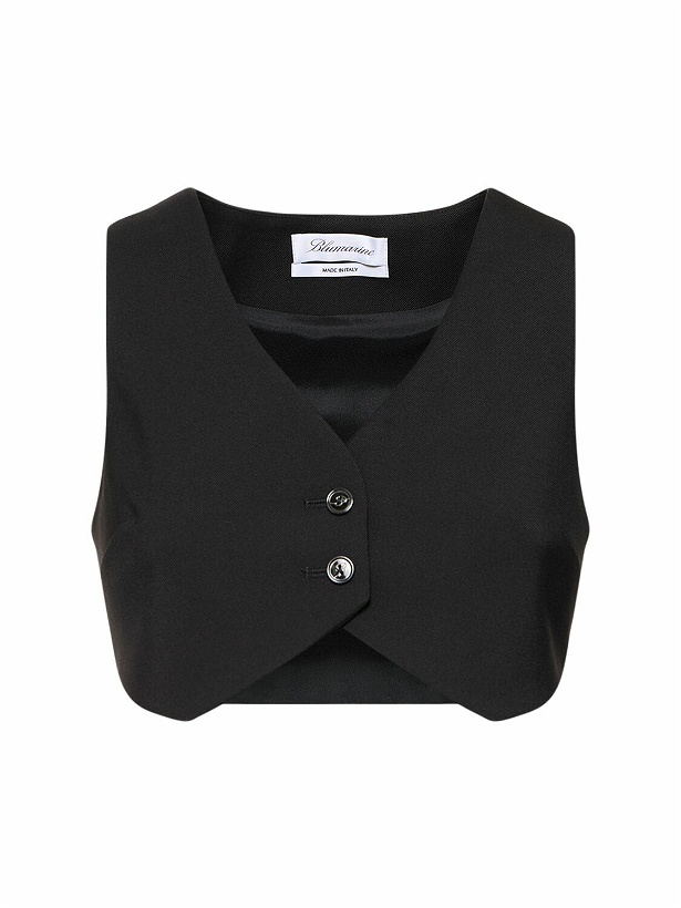 Photo: BLUMARINE - Wool Crepe Cropped Vest W/ Buttons