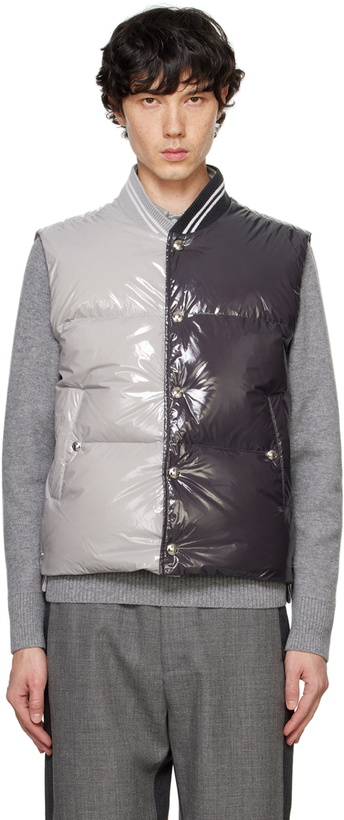 Photo: Thom Browne Gray Funmix Glossy Tech Down Vest