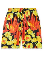 Loewe - Paula's Ibiza Wide-Leg Printed Silk-Twill Drawstring Shorts - Yellow