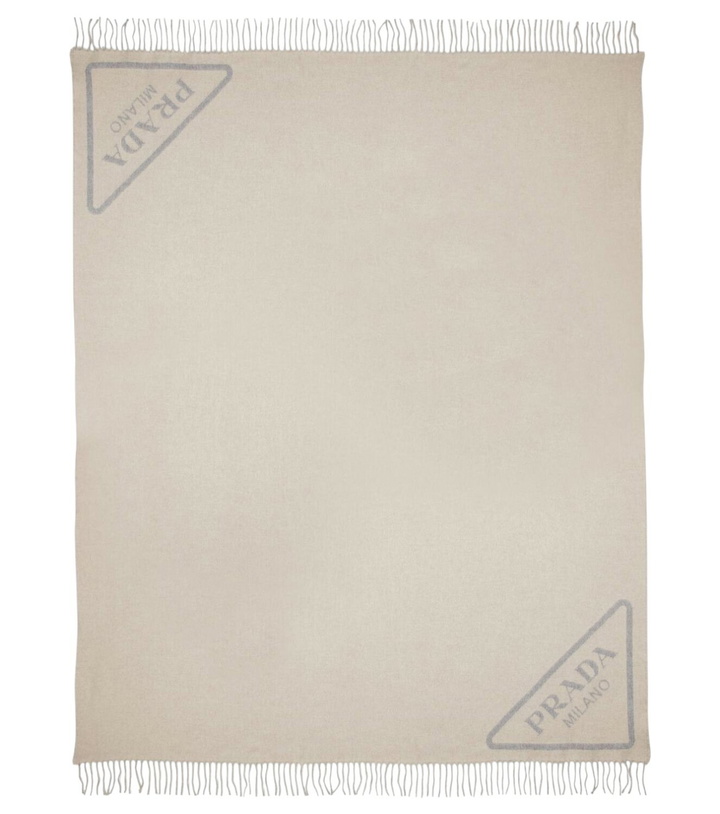 Photo: Prada Logo jacquard cashmere blanket