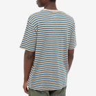 Folk Men's Classic Stripe T-Shirt in Dark Cyan/Natural
