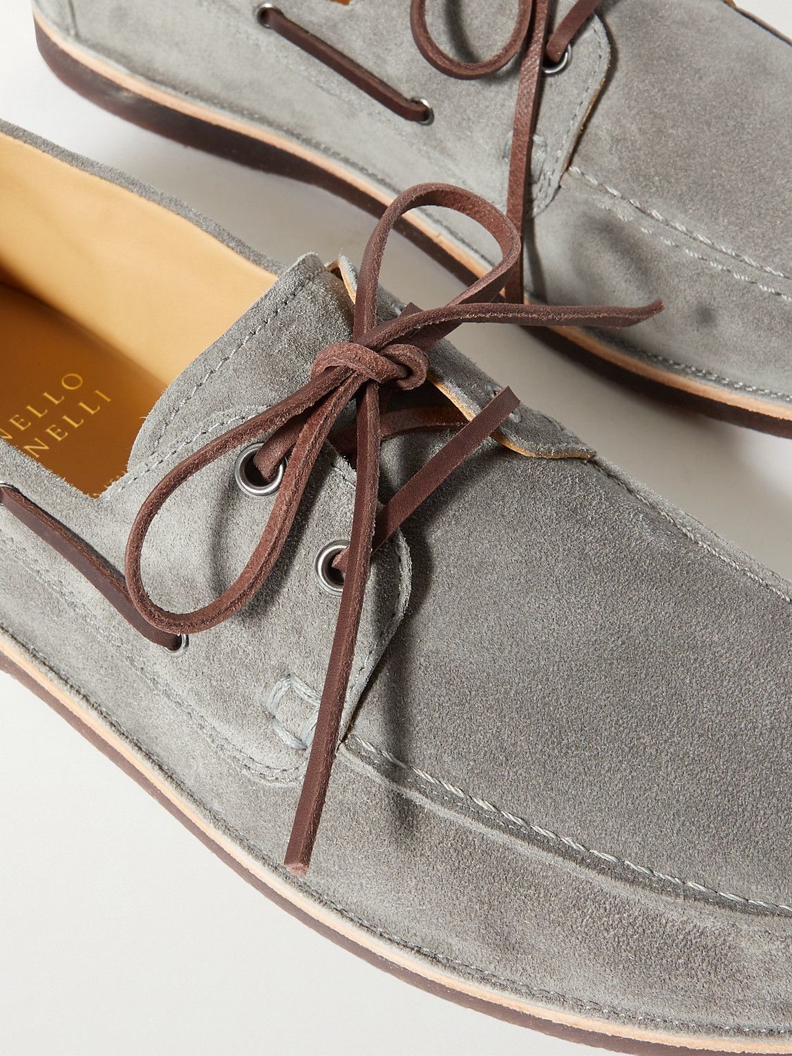 シューズ・サンダルその他 Brunello Cucinelli Taupe grey suede boat loafer Brunello Cucinelli Taupe grey suede boat loafer | TheDoubleF