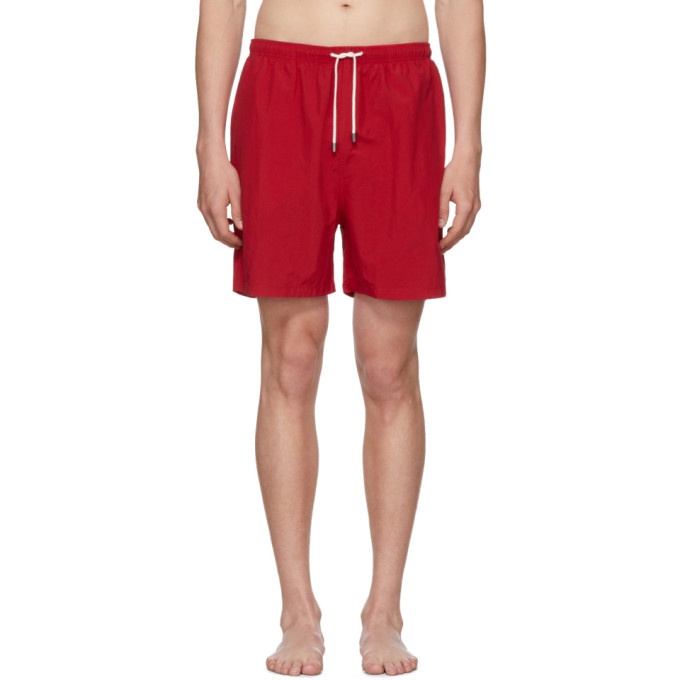 Photo: Solid and Striped Red Classic Swim Shorts