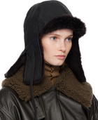 LEMAIRE Black Shearling Chapka Reversible Cap