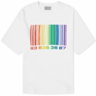 VTMNTS Men's Big Barcode T-Shirt in White/Rainbow