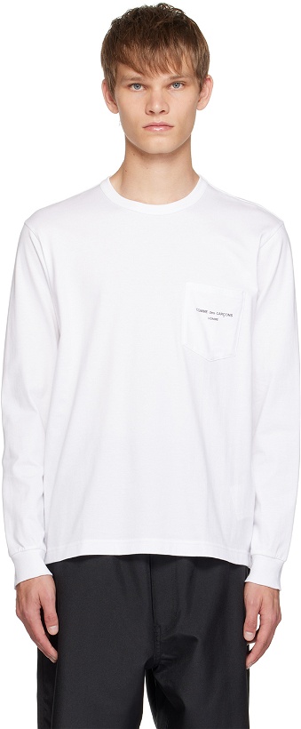 Photo: Comme des Garçons Homme White Printed Long Sleeve T-Shirt