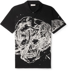 Alexander McQueen - Slim-Fit Printed Cotton-Piqué Polo Shirt - Black