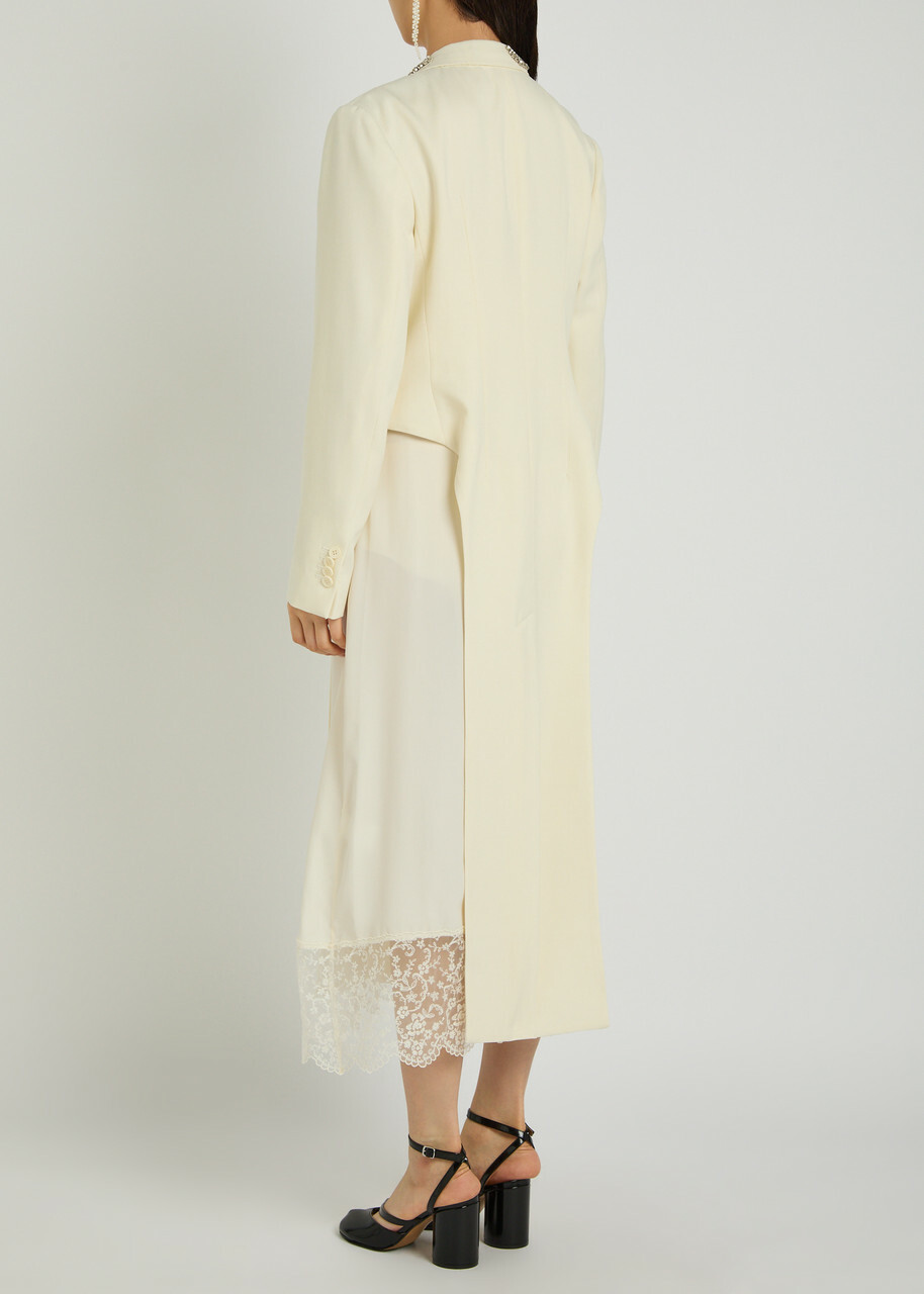 Simone Rocha Crystal-embellished Cut-out Woven Tailcoat Cream