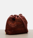 Chloé Mini leather-trimmed raffia bucket bag