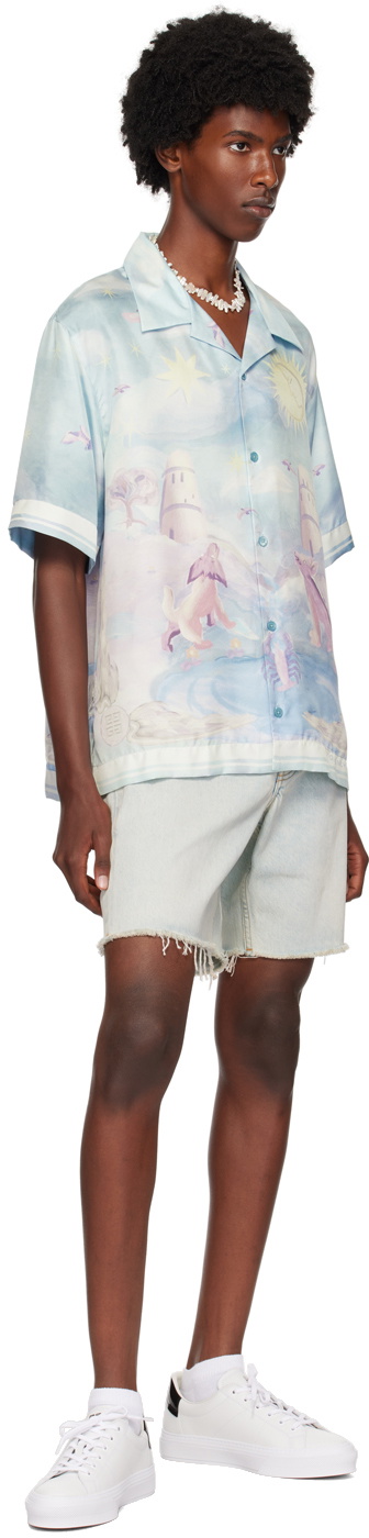 Givenchy Blue Graphic Bowling Shirt