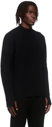 Snow Peak Black Waffle Wool-Blend Sweater