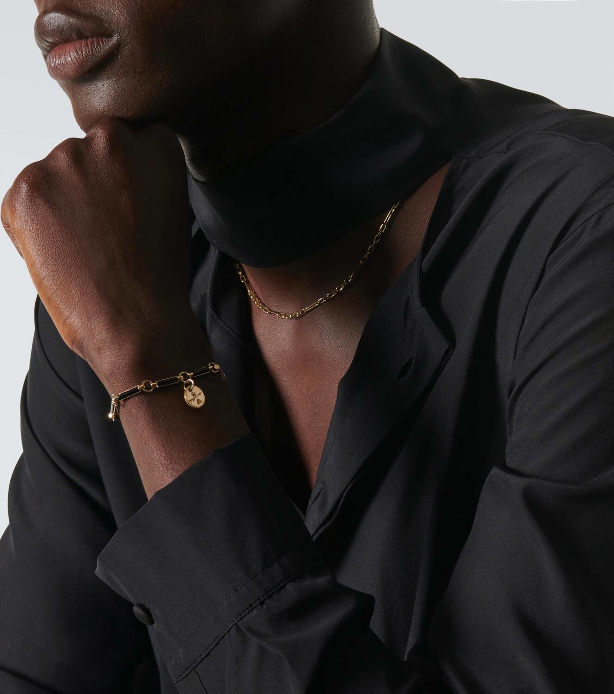 Foundrae Dream 18kt gold chain bracelet with onyx