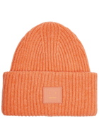 Acne Studios Pansy Face Ribbed Wool Beanie - Orange - One Size