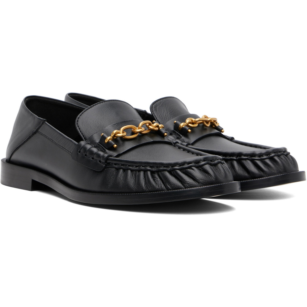 BALMAIN Black Sync Smooth Leather Loafers