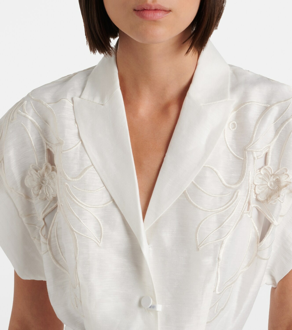 Leo Lin Aubrey floral-appliqué linen-blend shirt dress