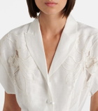 Leo Lin Aubrey floral-appliqué linen-blend shirt dress