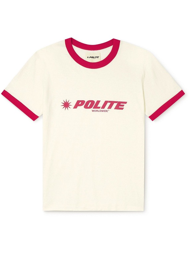 Photo: POLITE WORLDWIDE® - Logo-Print Washed Cotton and Hemp-Blend Jersey T-Shirt - White