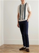 Mr P. - Golf Striped Merino Wool Polo Shirt - Neutrals