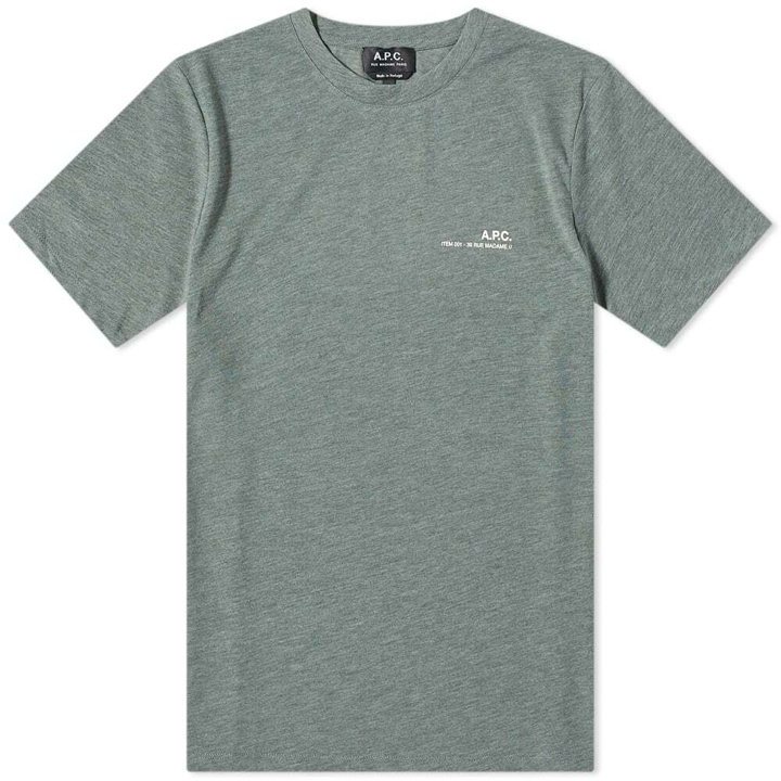 Photo: A.P.C. Men's Item Logo T-Shirt in Khaki Melange