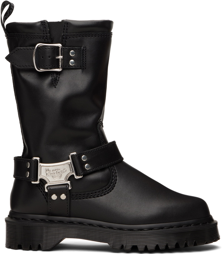 Photo: Dr. Martens Black Anistone Hi Leather Biker Boots