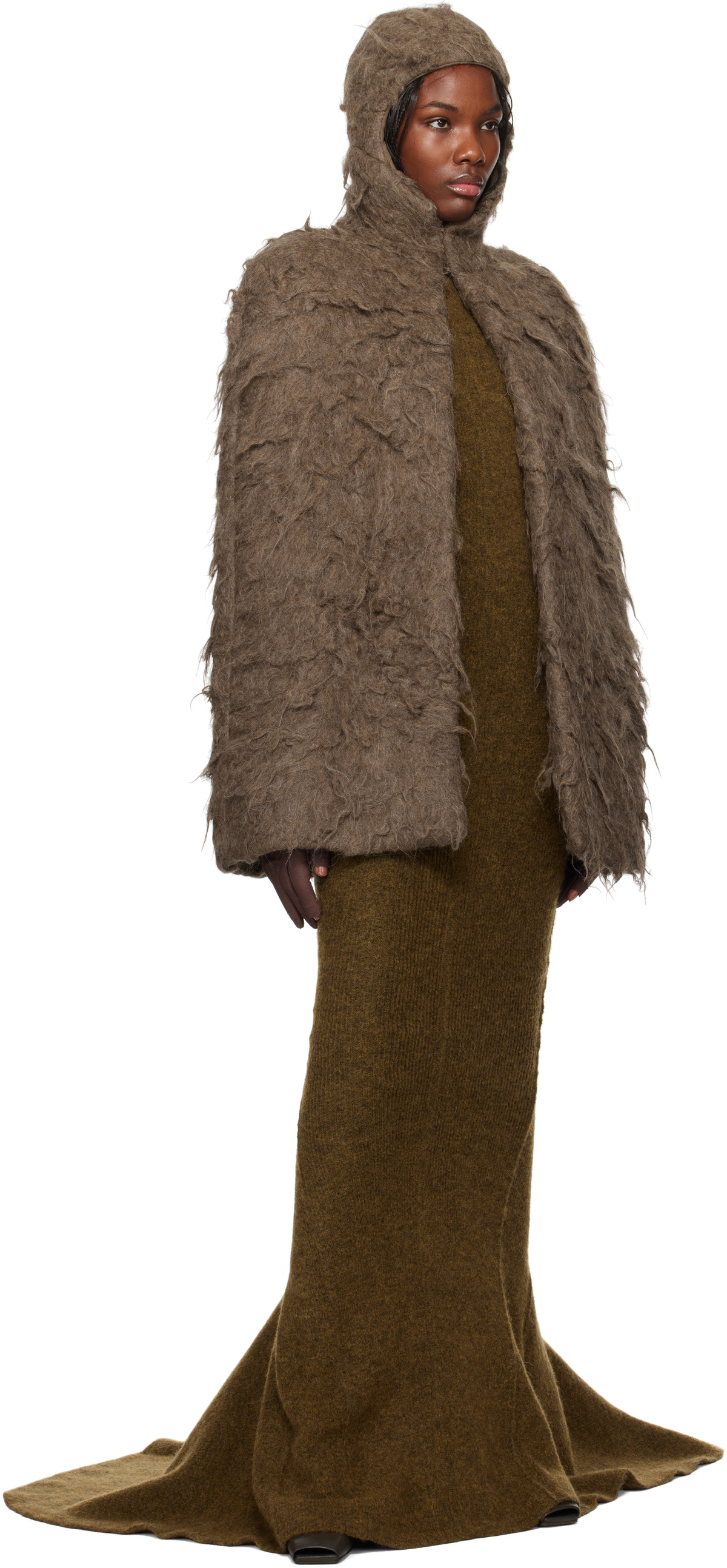 Rick Owens Brown Porterville Cape Jacket