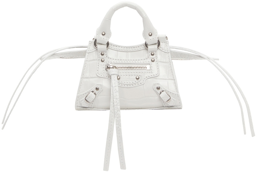 Balenciaga: White Super Nano Neo Classic Bag