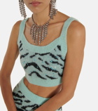 Alessandra Rich Zebra intarsia wool-blend crop top