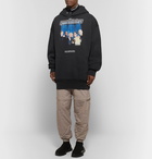 Balenciaga - Oversized Printed Fleece-Back Cotton-Blend Jersey Hoodie - Black