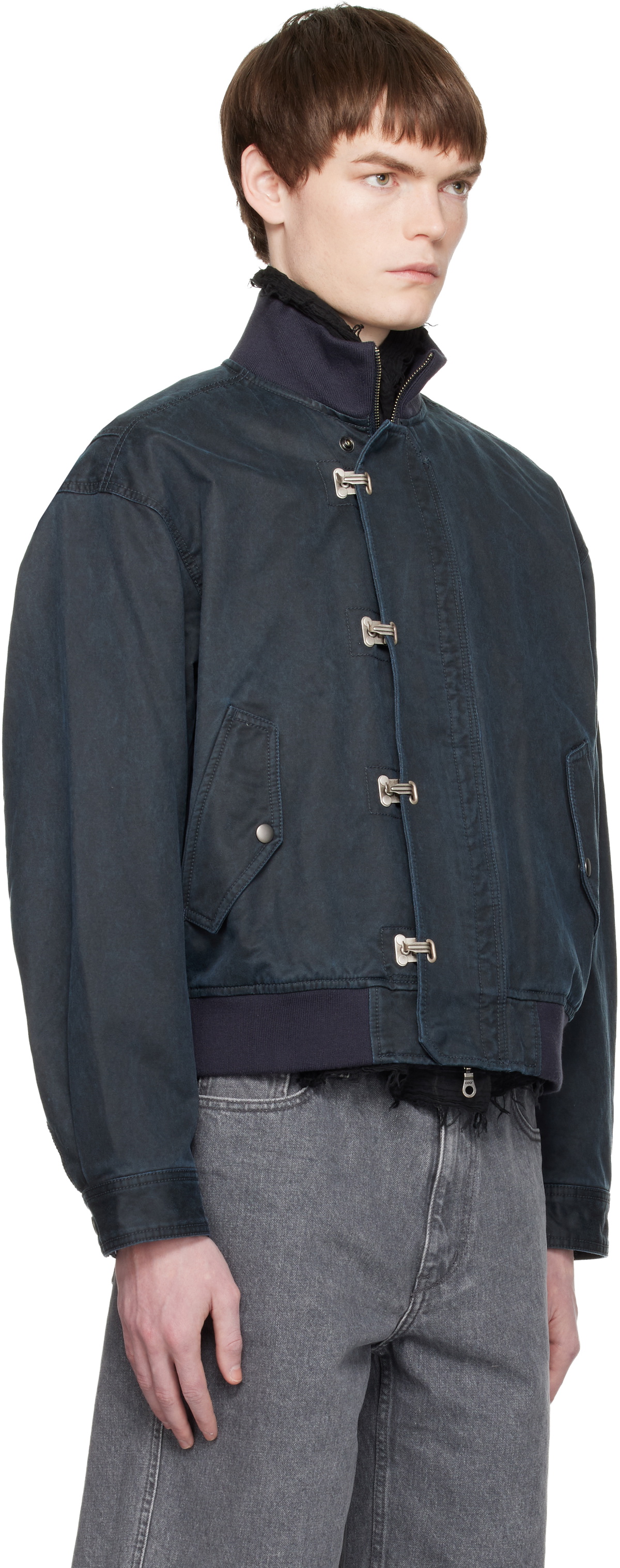 COOR Navy Washed Deck Hook Lip Bomber Jacket