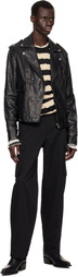 Golden Goose Black Glossy Effect Biker LeatherJacket