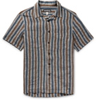 Monitaly - Camp-Collar Striped Linen Shirt - Men - Gray