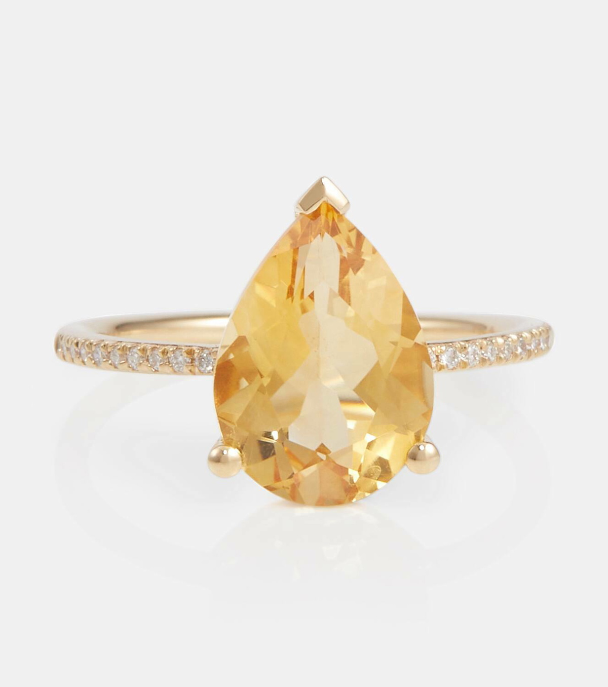 Persée Birthstone 18kt gold ring with diamonds and citrine
