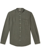 Massimo Alba - Grandad-Collar Linen-Gauze Shirt - Green