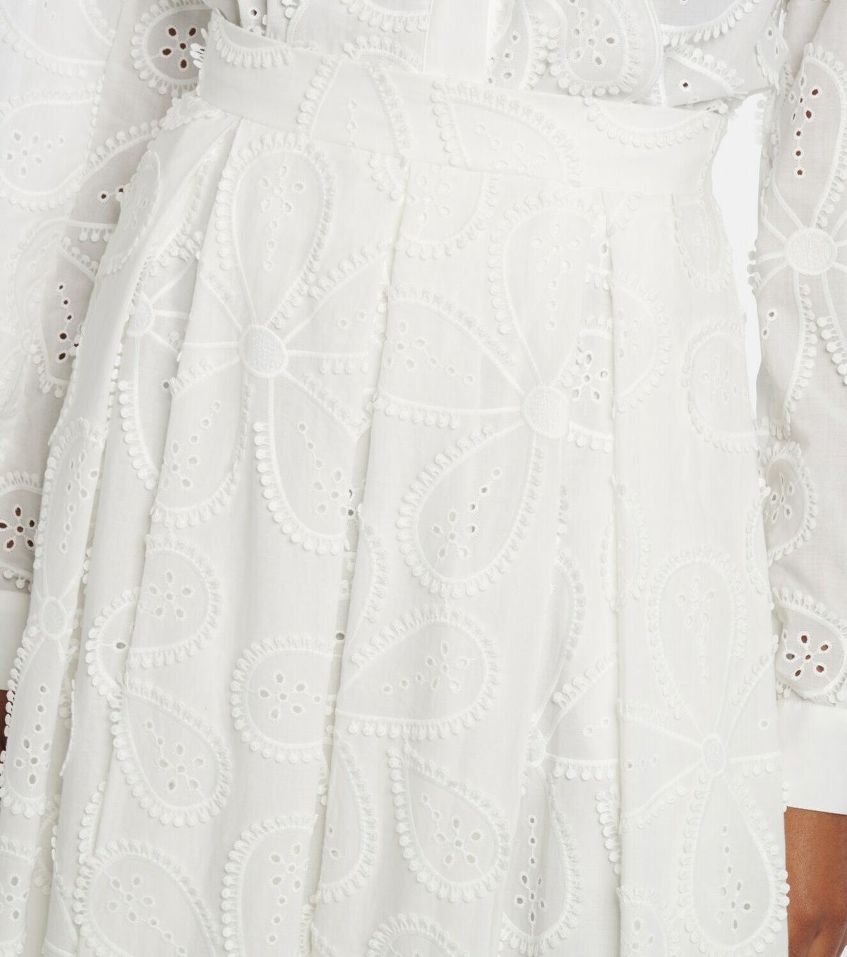 Elie Saab Embroidered cotton-blend midi skirt