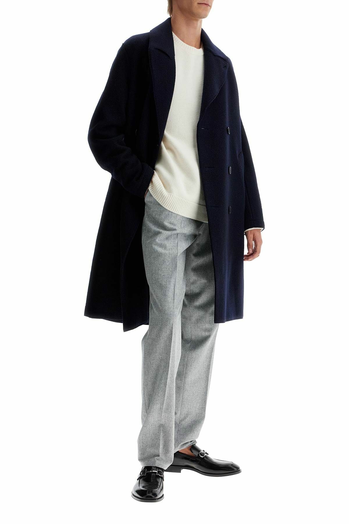 HARRIS WHARF LONDON double-breasted wool coat in boiled Blue