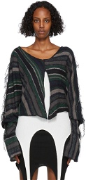 PERVERZE Black & Blue Stripe Knit Sweater
