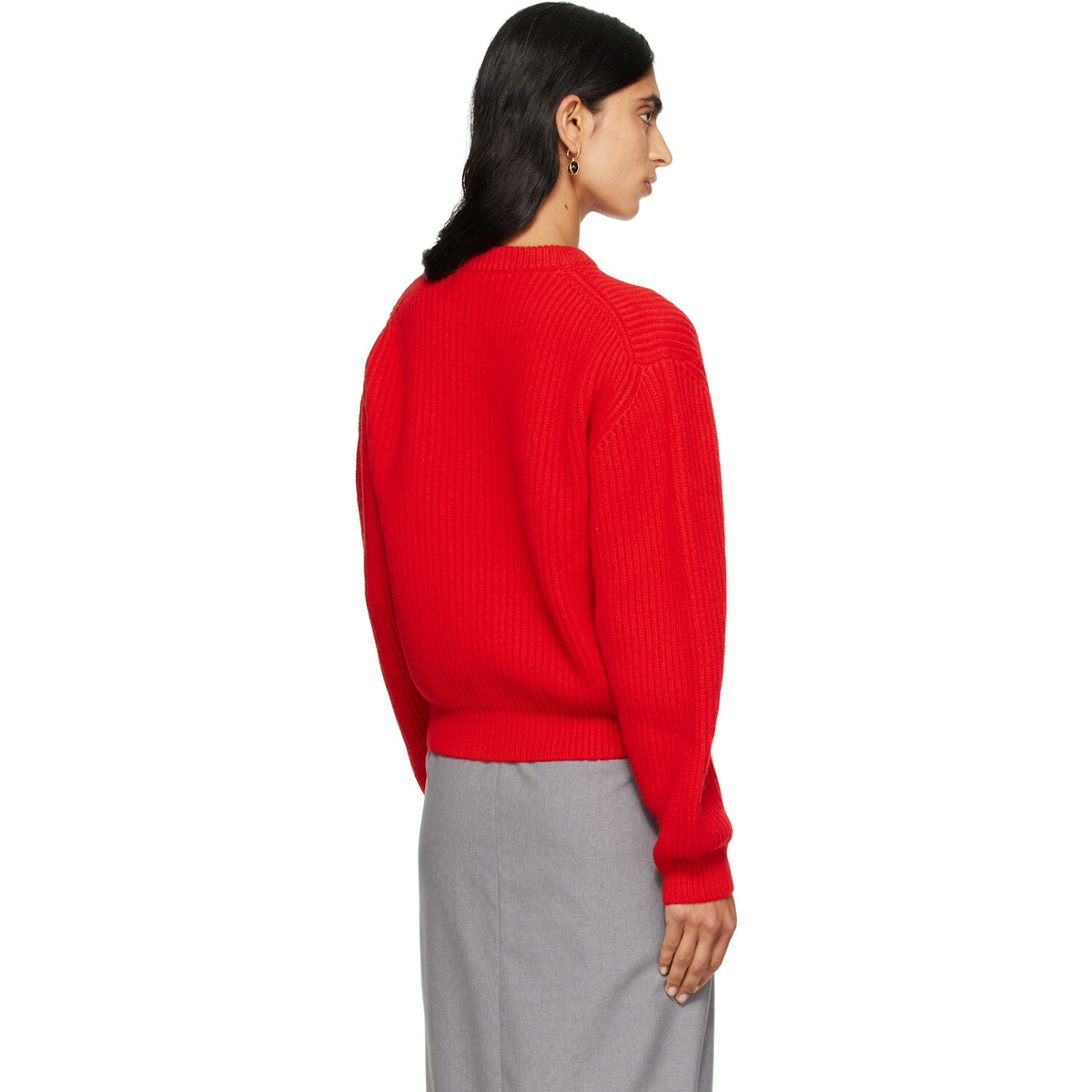 Jil Sander Red Wool Crew-Neck Sweater