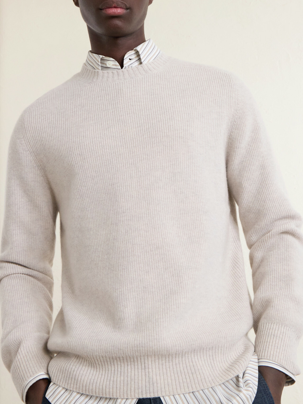 N.PEAL - English Rib Cashmere Sweater - Gray