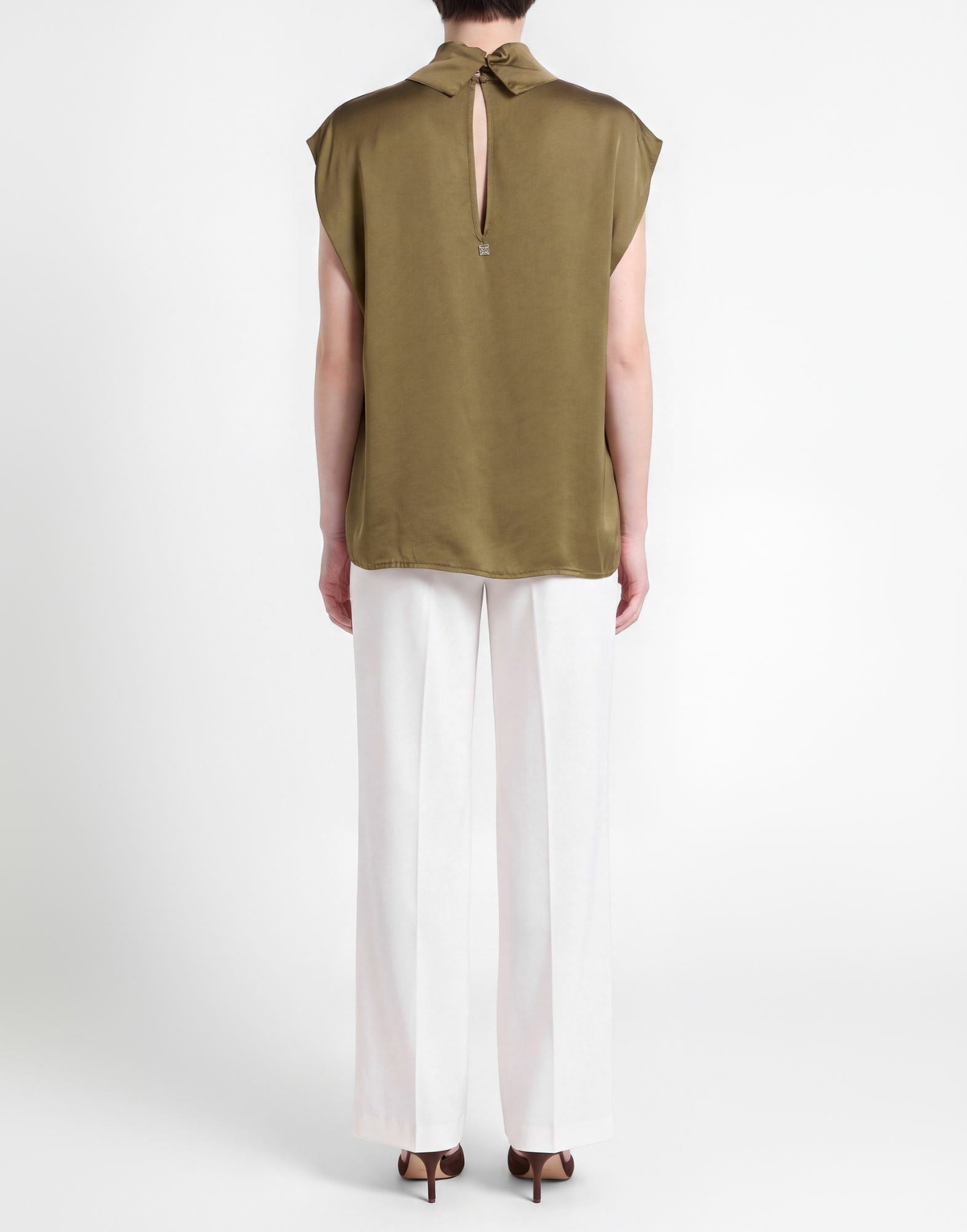 Manila Grace Womens Top Military in Green