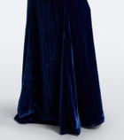 Costarellos Rielle embellished floral-appliqué velvet gown
