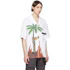 Palm Angels White and Multicolor Skeleton Bowling Shirt