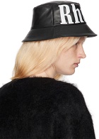 Rhude Black Logo Leather Bucket Hat