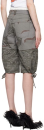 Marine Serre Gray Regenerated Camo Shorts