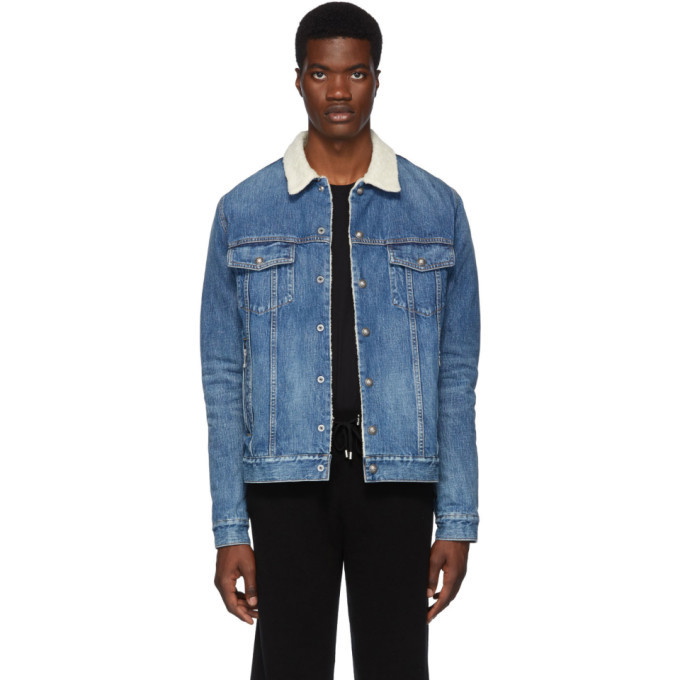 Photo: Balmain Blue Denim Shearling Jacket