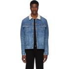 Balmain Blue Denim Shearling Jacket