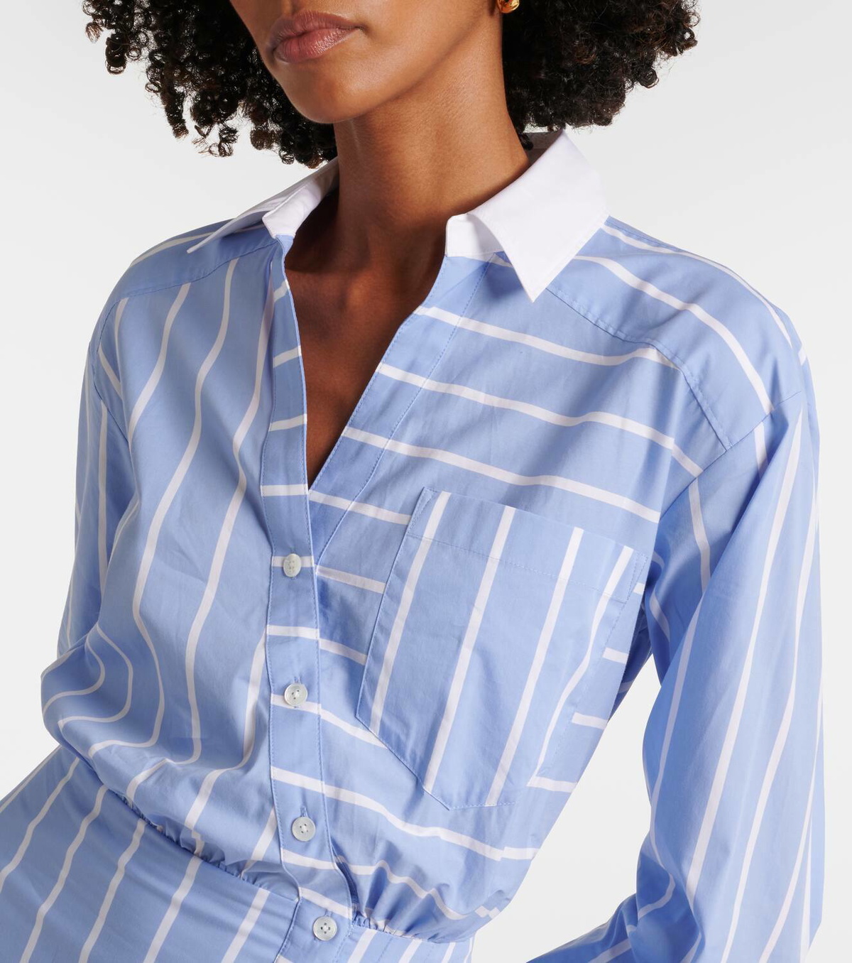 関税,送料無料Veronica Beard Poppeストライプシャツワンピース Veronica Beard Poppe striped cotton-blend shirt dress