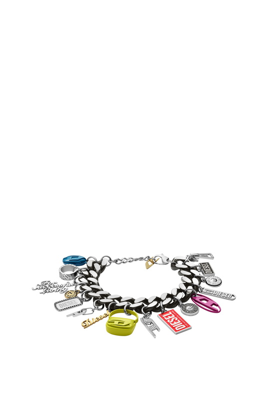 Photo: Diesel Black stainless steel charm chain bracelet - Bracelets - Unisex - Multicolor